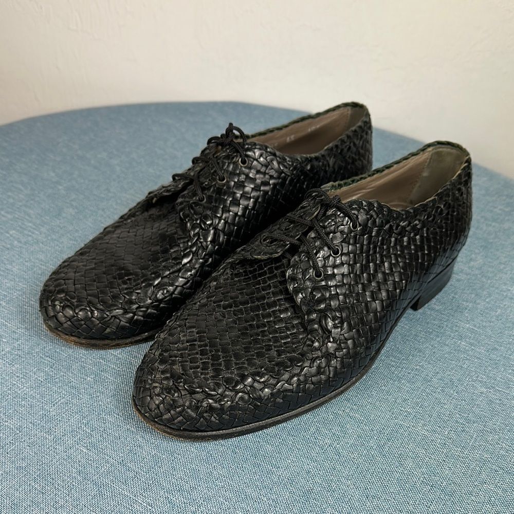ALDO Brue Black Woven Leather Men's Oxfords Shoes Size 6.5